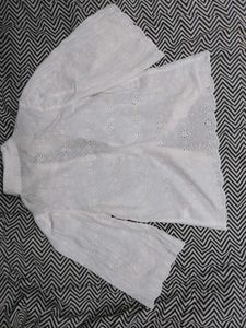White Broderie Anglaise Bell Sleeve Blouse