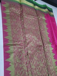 Elegant Pink &amp; Green Silk Saree