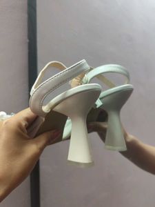 Elegant White Beaded Platform Heels