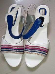 Sparkling White Wedge Sandals