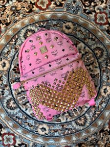 Pink MCM Studded Backpack
