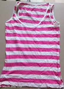 Pink & White Striped Tank Top