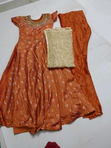 Elegant Orange Kurta Set with Dupatta