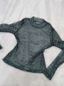 Sheer Tiger Print mesh Top