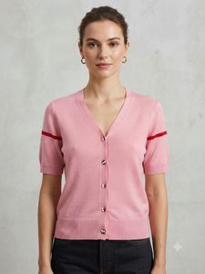 Chic Pink V-Neck Cardigan