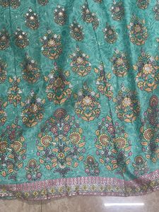 Elegant Aqua Printed Lehenga Set