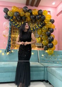 Stunning Black Sequin Evening Gown