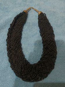 Chunky Black Beaded Necklace