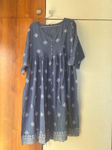 Elegant Blue Printed One Piece dress