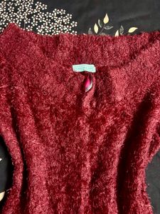 Cozy Fuzzy Burgundy Sweater