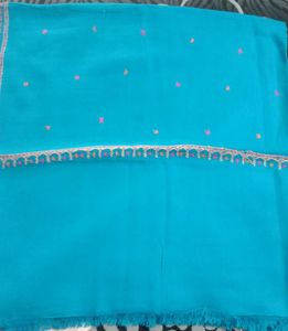 beautiful embroidered blue colour shawl