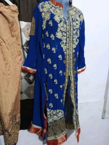 navy blue kurti with duppatta and plazo