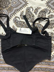 Edgy Black Denim Corset Top