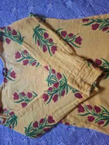 Yellow Floral Print Kurta