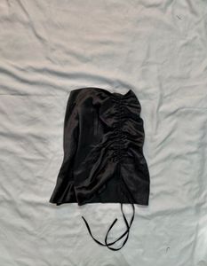 Black Ruched Mini Skirt