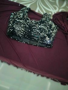 Maroon ready too wear saree