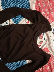 Chic Brown Ribbed Long Sleeve Top