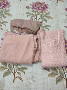 Elegant Pink Sequined Kurta Set