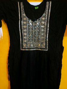 Chic Black Kurti with Tassels