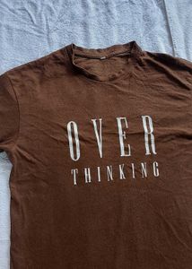 Brown "Over Thinking" Graphic T-Shirt