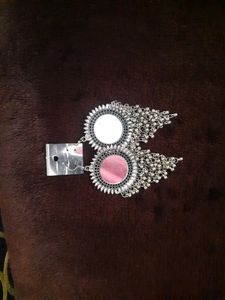 Oxidised Silver Big Earrings