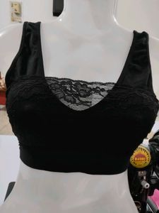 Premium Black Lace Seamless Sports Bra