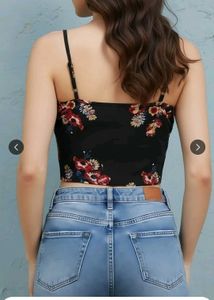 Floral Print Tie-Front Crop Top