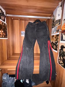 double zip up baggy jea