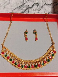 Gold Necklace and Earring Set