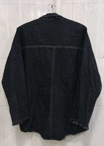 Oversized Black Denim Shirt Jacket