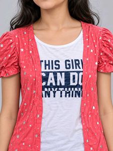 Girl's Graphic T-Shirt &amp; Shrug Set