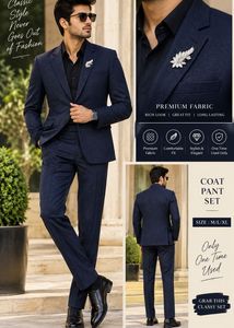 Men's Navy Blue Suit Set