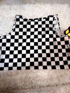 White &amp; black Crop Top For Women