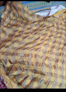 Elegant Yellow Embroidered Gaown Set with koti