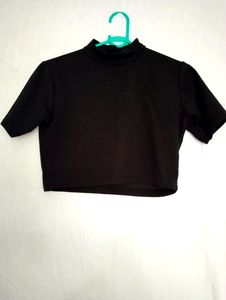 Black Crop Top For Woman