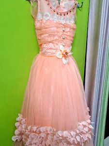 Girls Peach Party Dress