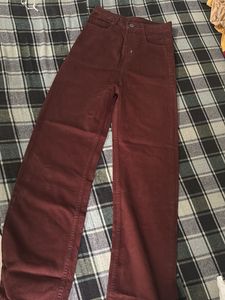 Maroon Wide Leg Jeans
