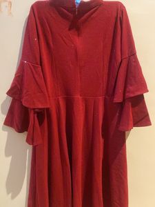 Burgundy Dress with Bell Sleeves