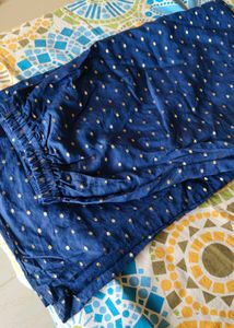 Elegant Blue Palazzo Pants with Gold Dots