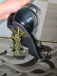 YSL opyum heels black and gold