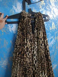Leopard Print Flowy Halter Dress