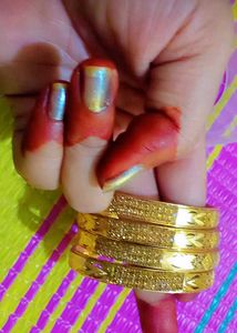 Set of Gold Bangle Bracelets