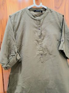 STOP olive Green Straight Kurta (WOMEN'S)