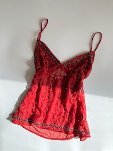 y2k beaded red Top