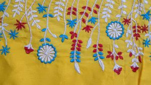 79)Vibrant Yellow Embroidered Handloom saree
