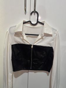 Chic Corset Detail Button-Down Shirt