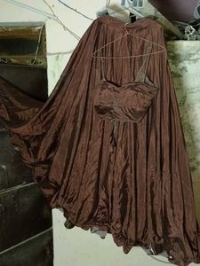 “Designer Brown Silk Lehenga Choli