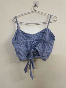 Blue Striped Crop Top