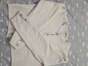 Cream Cropped Cardigan Jacket