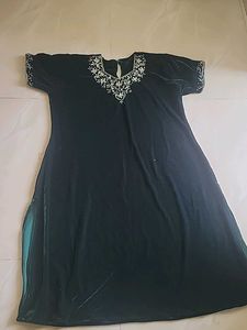 Elegant Velvet Gown with Embroidery